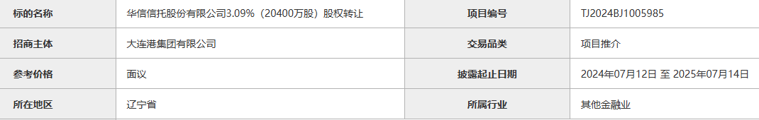 一信托公司第一大、第二大股东拟转让所持股权