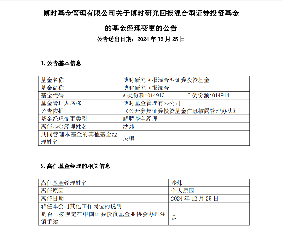 又有基金经理清仓式卸任在管产品，年内公募基金经理变更频繁