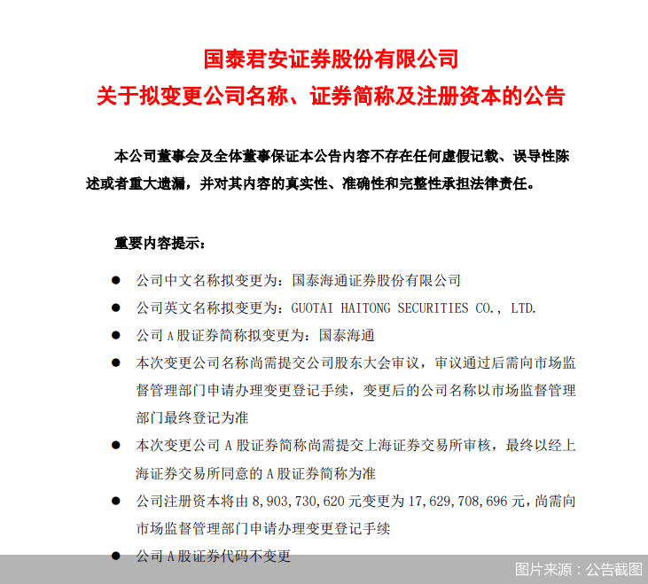海通证券即将终止上市 “国君+海通”并购完成进入倒计时