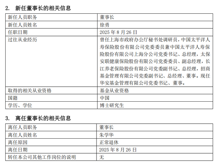 徐勇新任华安基金董事长